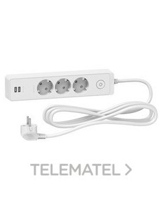 BASE MULTIENCHUFE 3 T.+2 USB CBL.3m BL