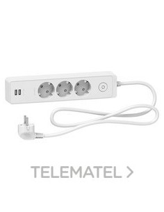 BASE MULTIENCHUFE 3 T.+2 USB CBL.1,5m BL