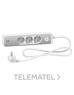 BA.MULTIENCHUFE 3 T.+2 USB CBL.1,5m,BL